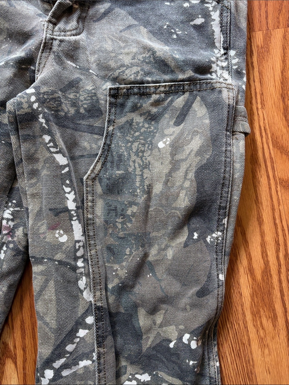 RSQ Olive Gray Camo Jeans with White Paint Accents - Picture 4 of 8